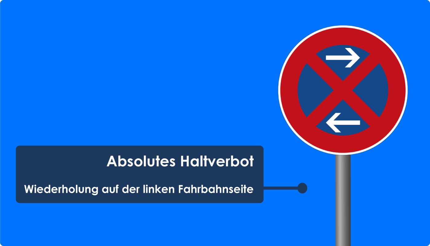 Absolutes Halteverbot mit Pfeilen in beide Richtungen für die linke Fahrbahnseite