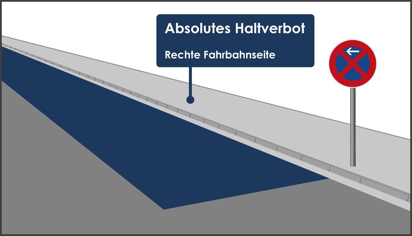 Absolutes Halteverbot auf der rechten Fahrbahnseite