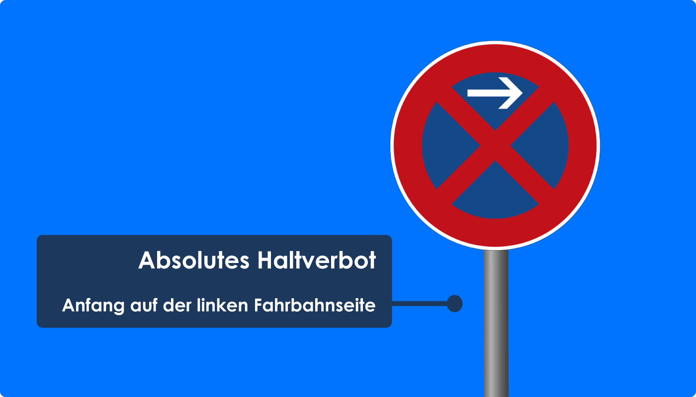 Absolutes Halteverbot mit Pfeil oben nach links