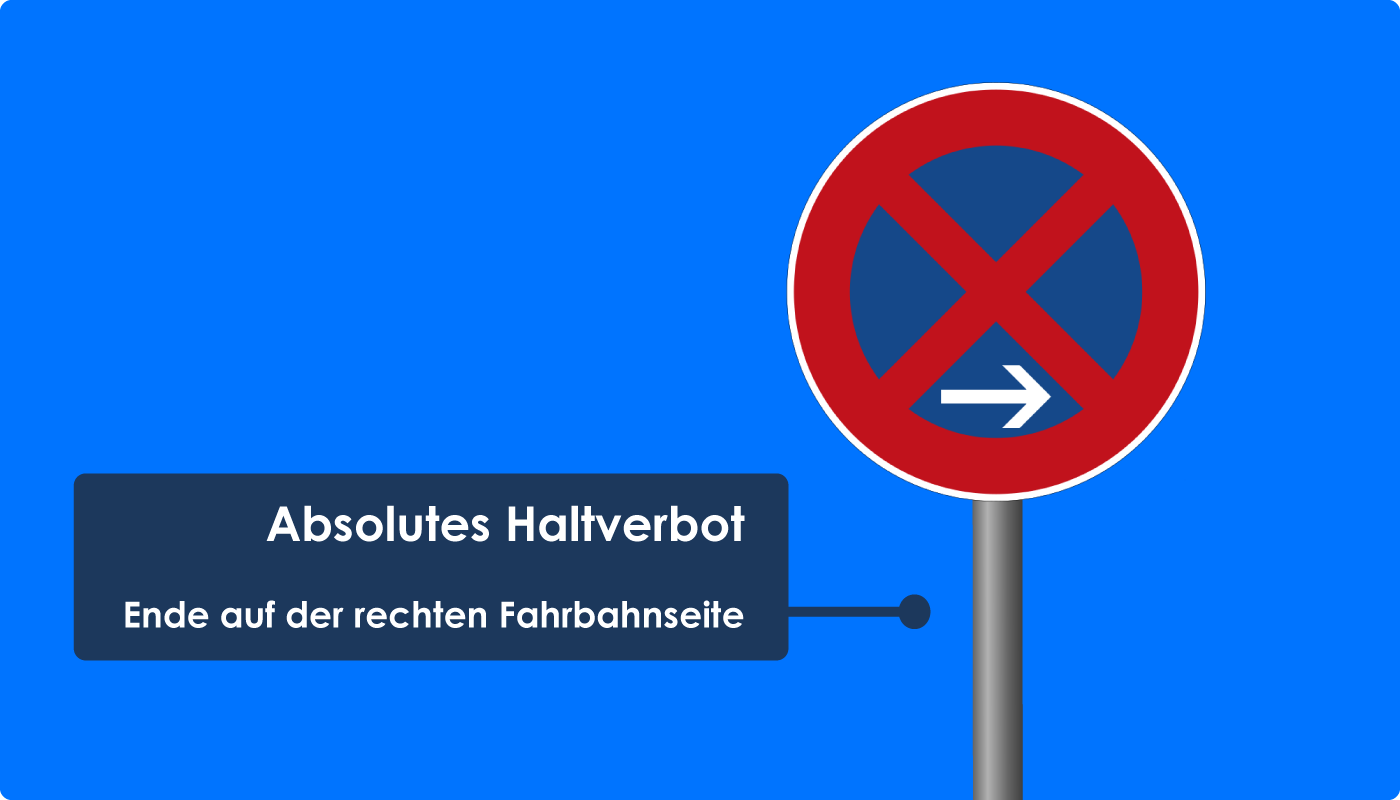 Absolutes Halteverbot mit Pfeil unten nach rechts