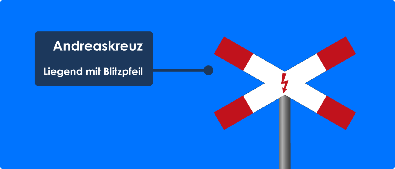 Andreaskreuz Mit Rotem Blinklicht In Form Eines Pfeiles Nach Rechts Andreaskreuz aufstellen: Varianten, Blitzpfeil, Abstand – stvo2Go