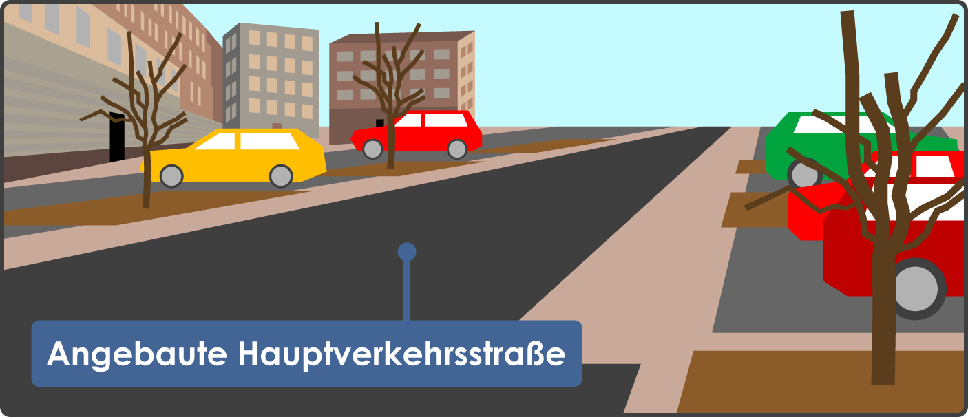 Angebaute Hauptverkehrsstraße