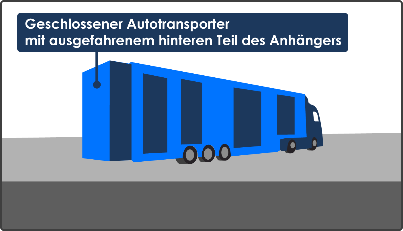 Geschlossener Autotransporter hinterer Teil ausgefahren