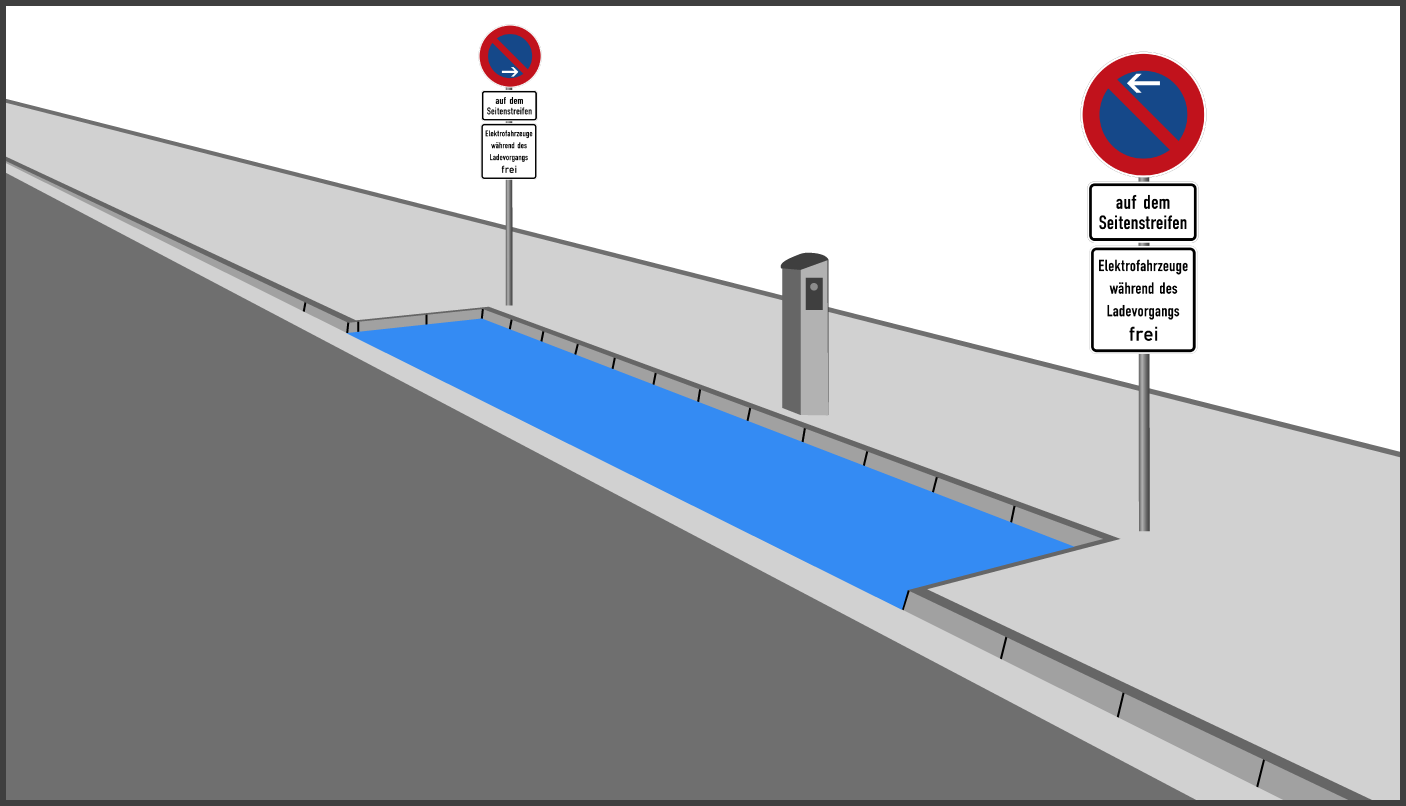 Eingeschränktes Halteverbot auf dem Seitenstreifen Elektrofahrzeuge frei