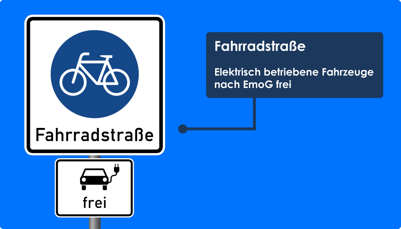 Fahrradstraße Elektrisch betriebene Fahrzeuge EmoG frei