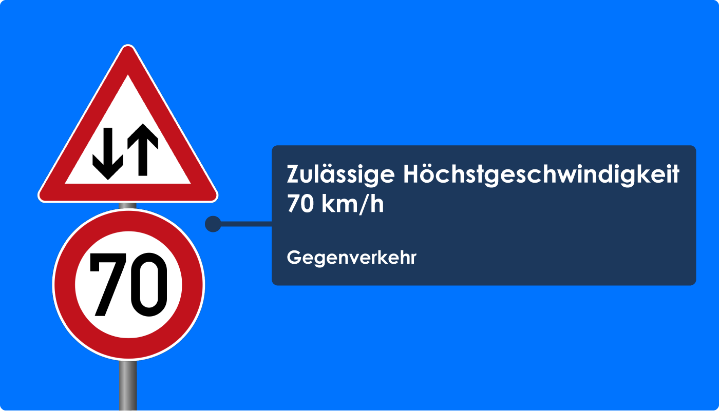 Zulässige Höchstgeschwindigkeit 70 km/h Gegenverkehr