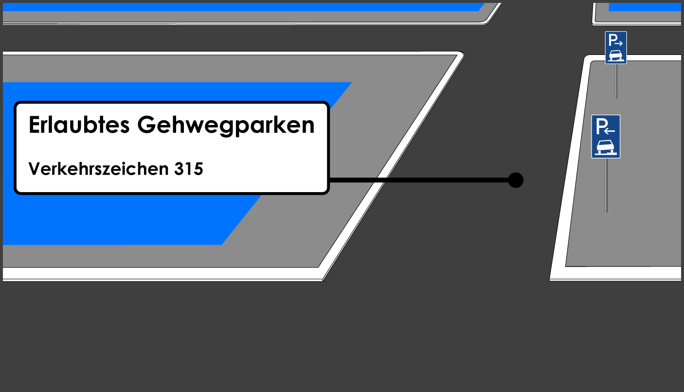 Erlaubtes Gehwegparken Zeichen 315