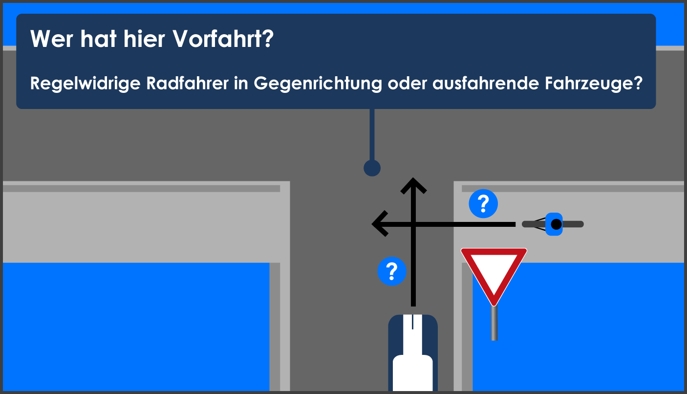 Radfahrer kreuzen regelwidrig von rechts