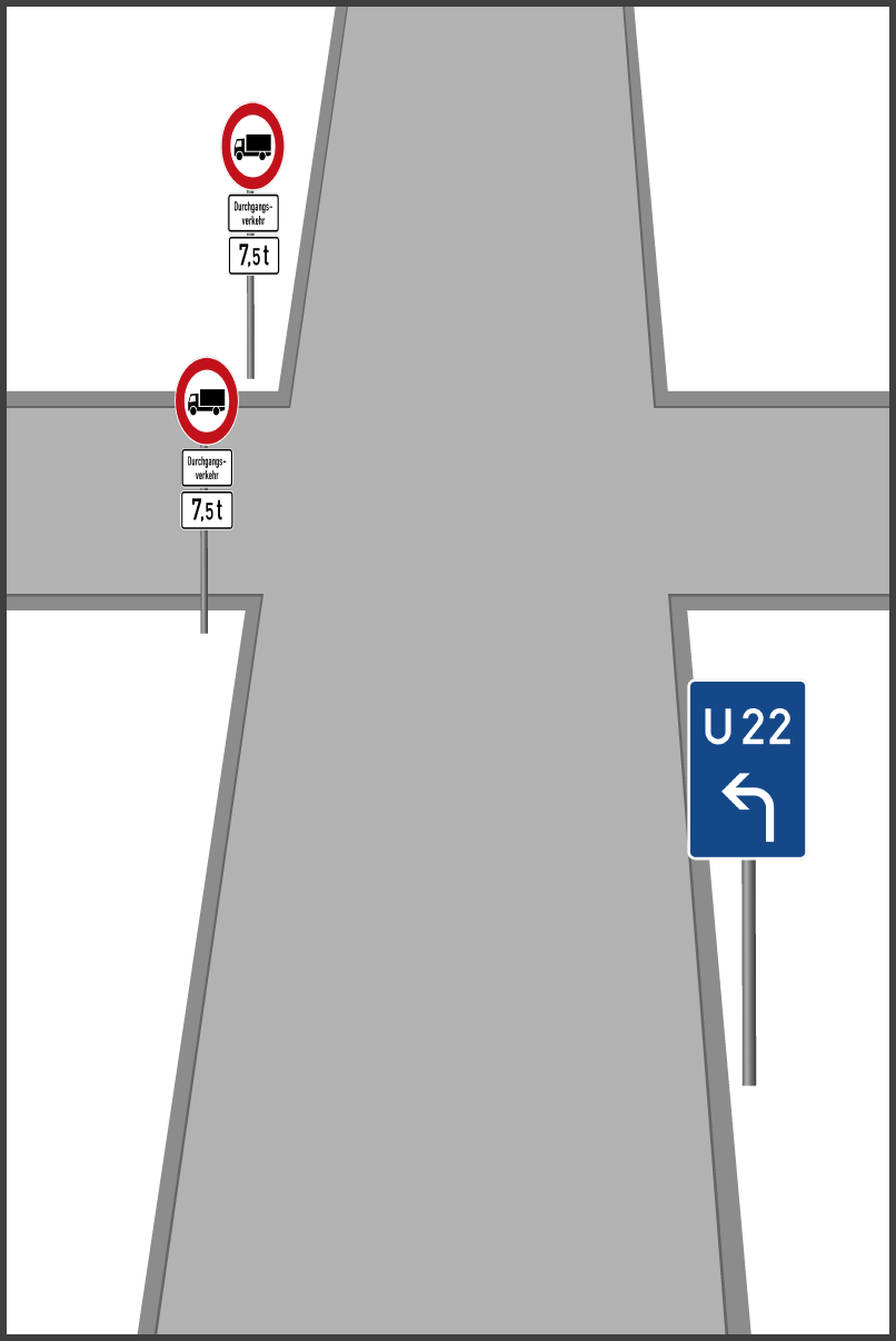 Verbot für den Lkw-Durchgangsverkehr mit Bedarfsumleitung