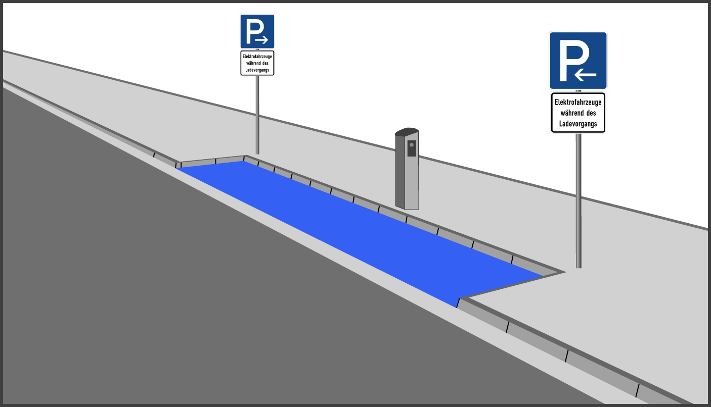 Traffic Sign 314 With An Additional Traffic Sign Which Says “Elektrofahrzeuge während des Ladevorgangs”