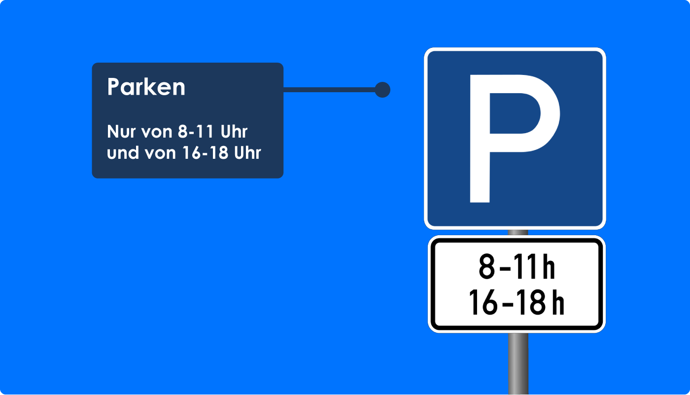 Parken mehrere Uhrzeiten nur von 8-11 Uhr und 16-18 Uhr