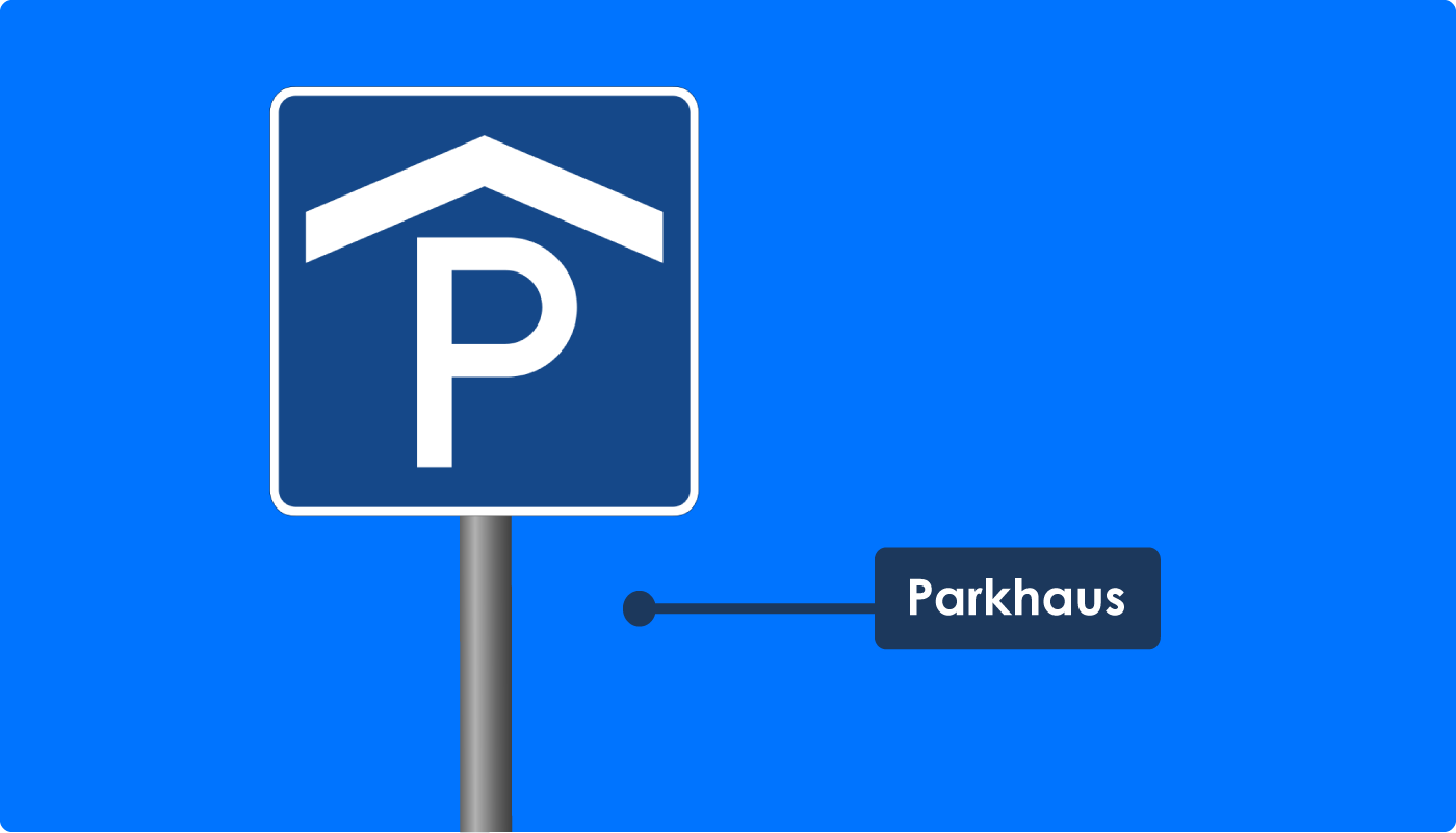 Parkplatzschild Parken mit rechtsweisendem Pfeil - Verkehrsschild