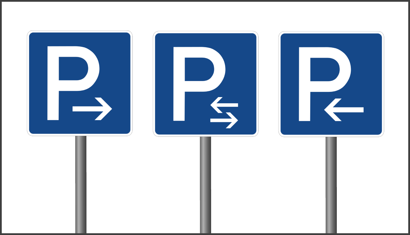 Parking with white arrow beginning center end