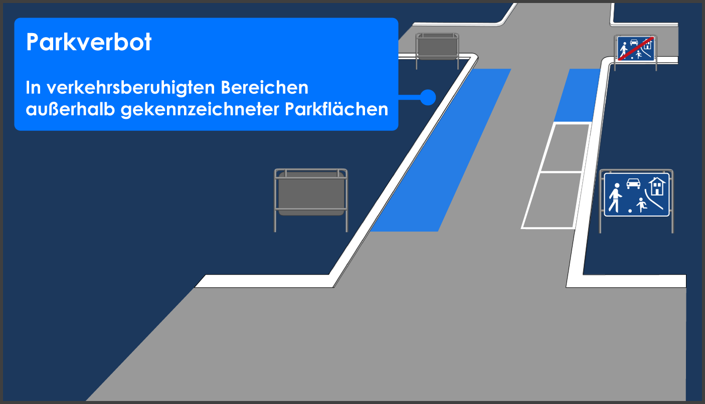 Parkverbot verkehrsberuhigter Bereich außerhalb Parkflächen