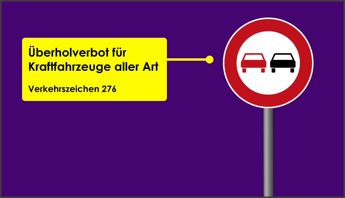 Überholverbot für Kraftfahrzeuge aller Art Verkehrszeichen 276