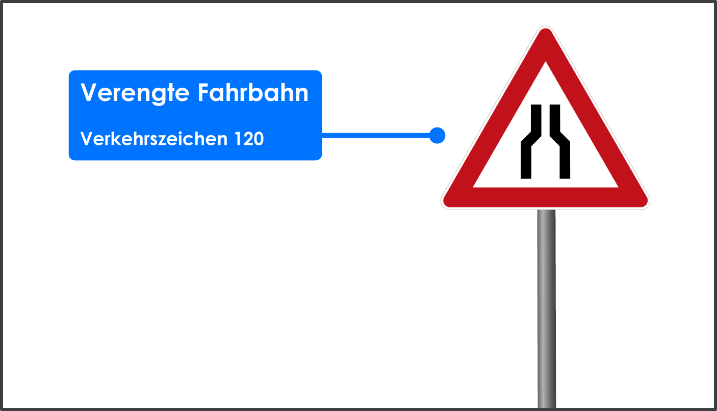 Verengte Fahrbahn Verkehrszeichen 120