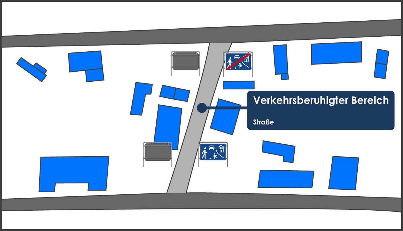 Verkehrsberuhigter Bereich für eine Straße