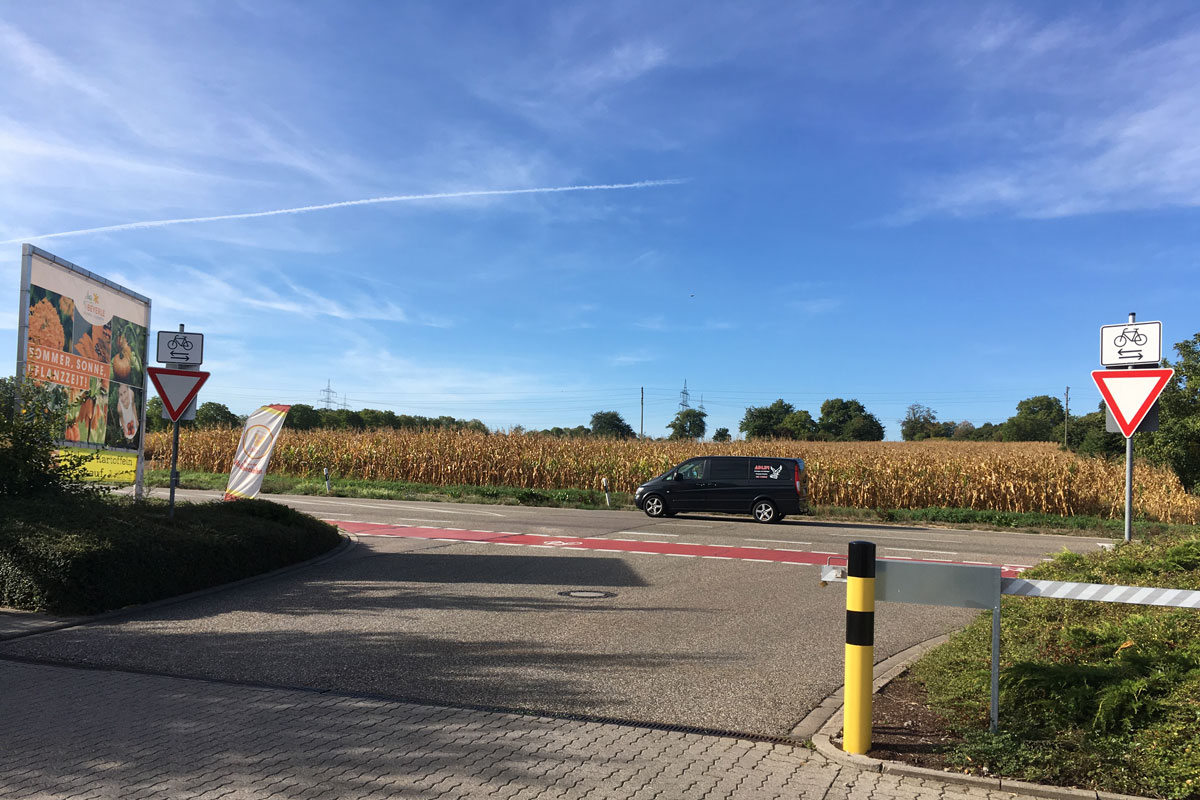 Regeln gemeinsamer Fuß- und Radwege Vorfahrt gewähren Radverkehr von links und rechts