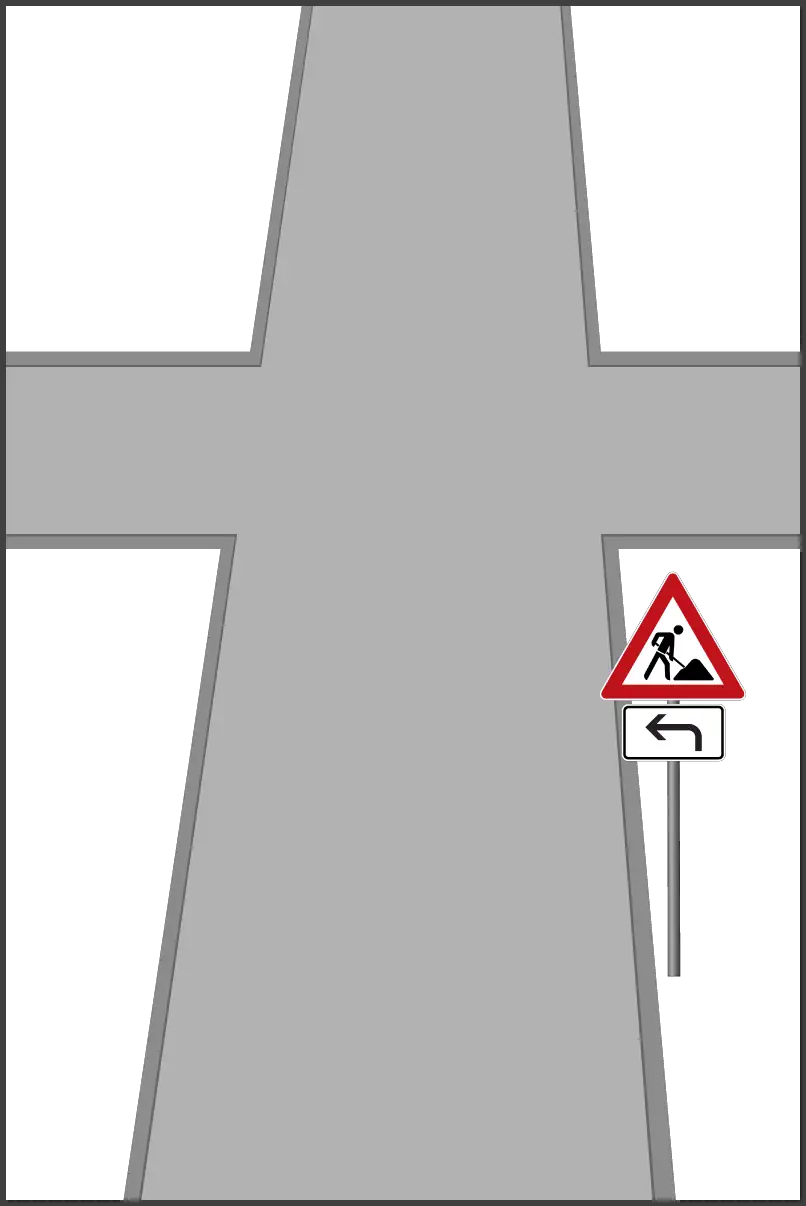 Verkehrszeichen Arbeitsstelle Richtung der Gefahrenstelle links